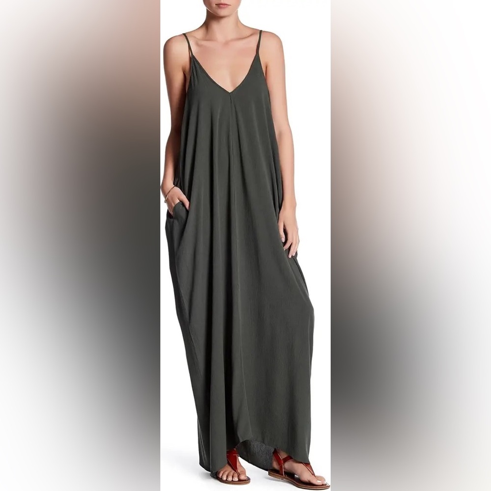 Lovestitch Gauze Maxi Dress Olive Green